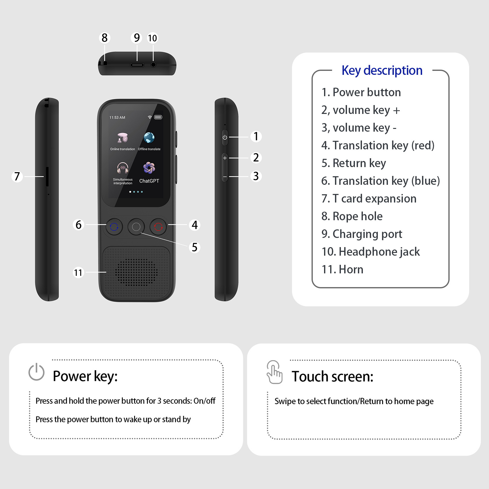 Dispositivo traductor AI de id - Portable Translator Device reseña y precio